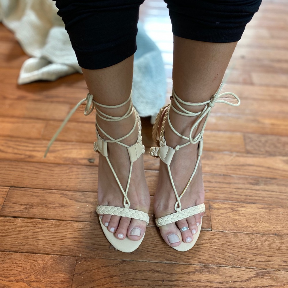 Nude cream espadrille high heels